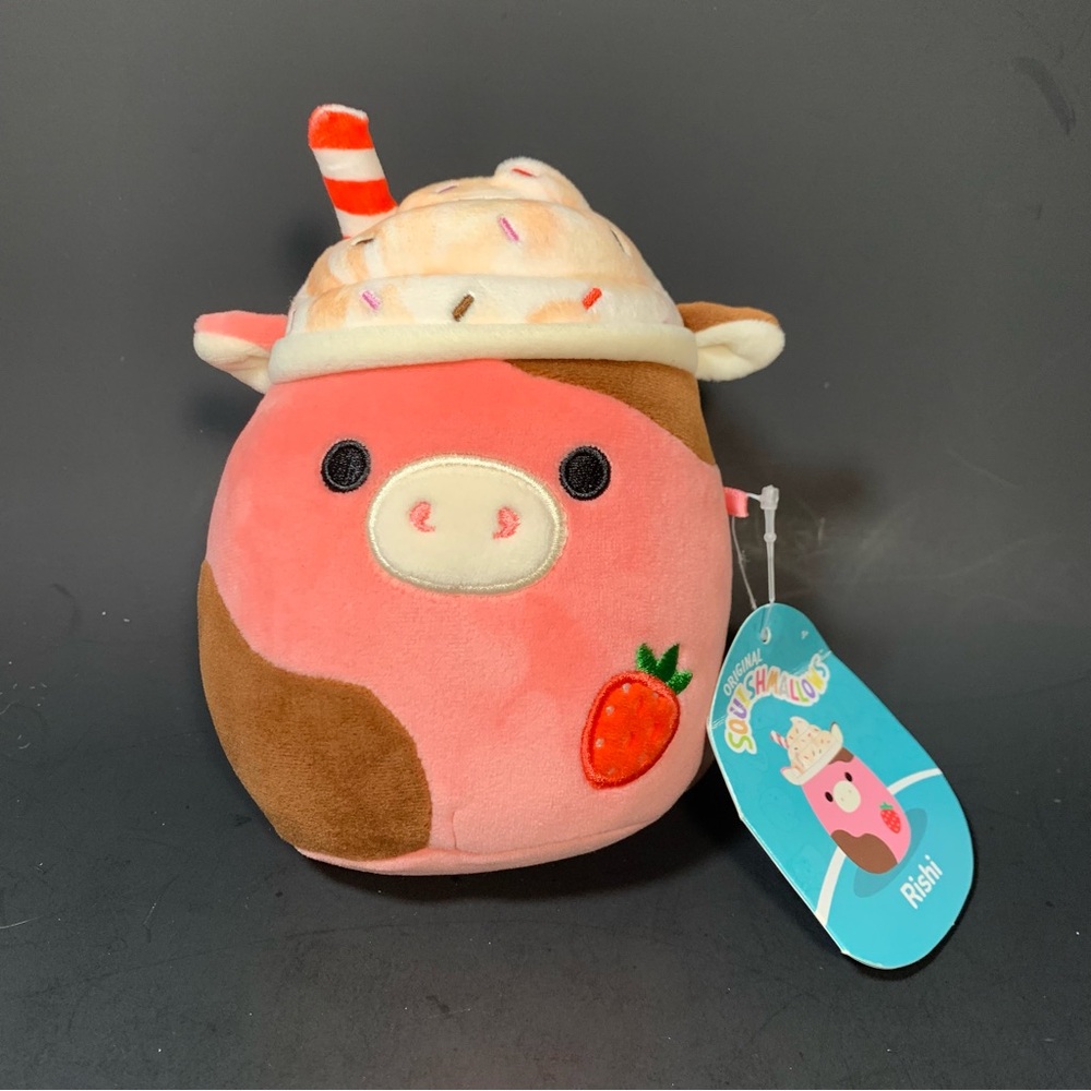 Squishmallow 5” Rishi Cow Strawberry Milkshake Squishmallows 2024 w/ Tags
